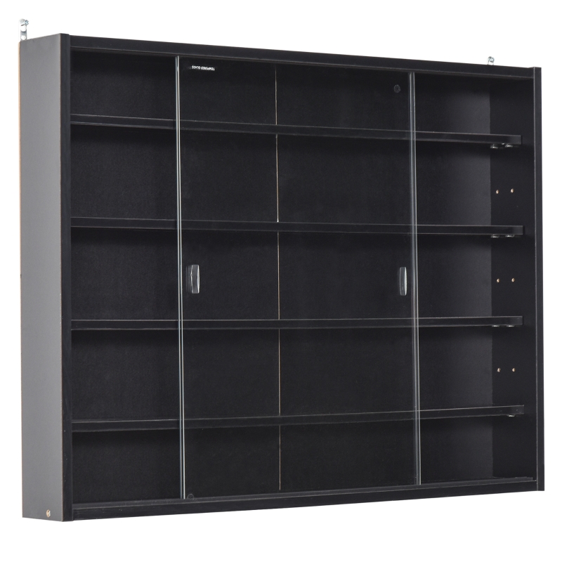 HOMCOM 5-story Wall Shelf Display Cabinet w/2 Glass Doors and 4 Adjustable Shelves