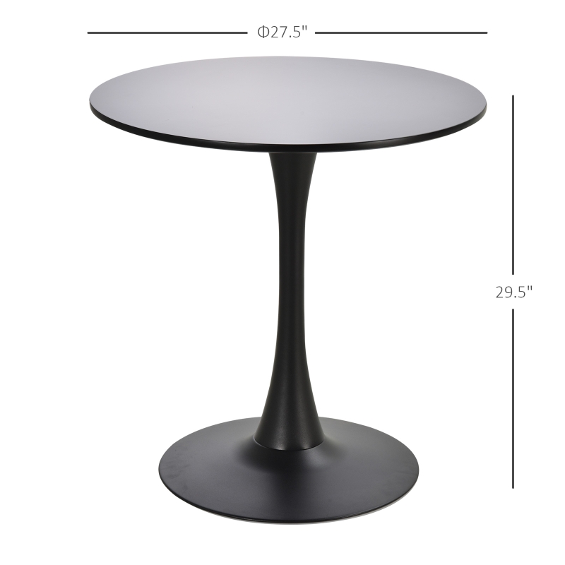 HOMCOM  Modern 27.5" Round Cocktail Table with a Stable Metal Base for Living Room, Porch, and Parties, Black