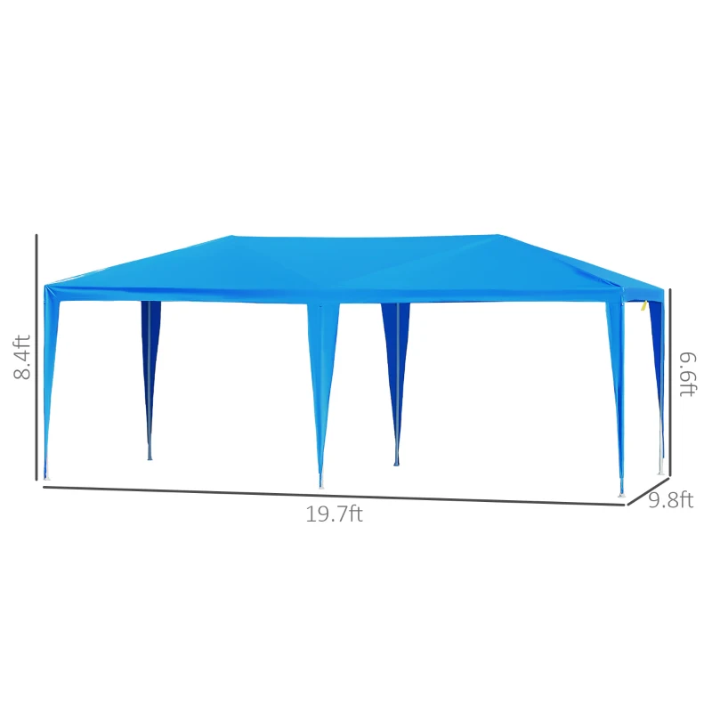 Outsunny Large 10' x 20' Gazebo Canopy Party Tent with 4 Removable Window Side Walls,Wedding, Picnic Outdoor Events - Blue