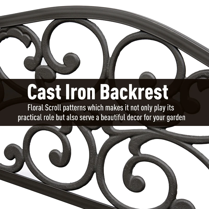 Outsunny 50" Vintage Floral Garden Cast Iron Patio Bench