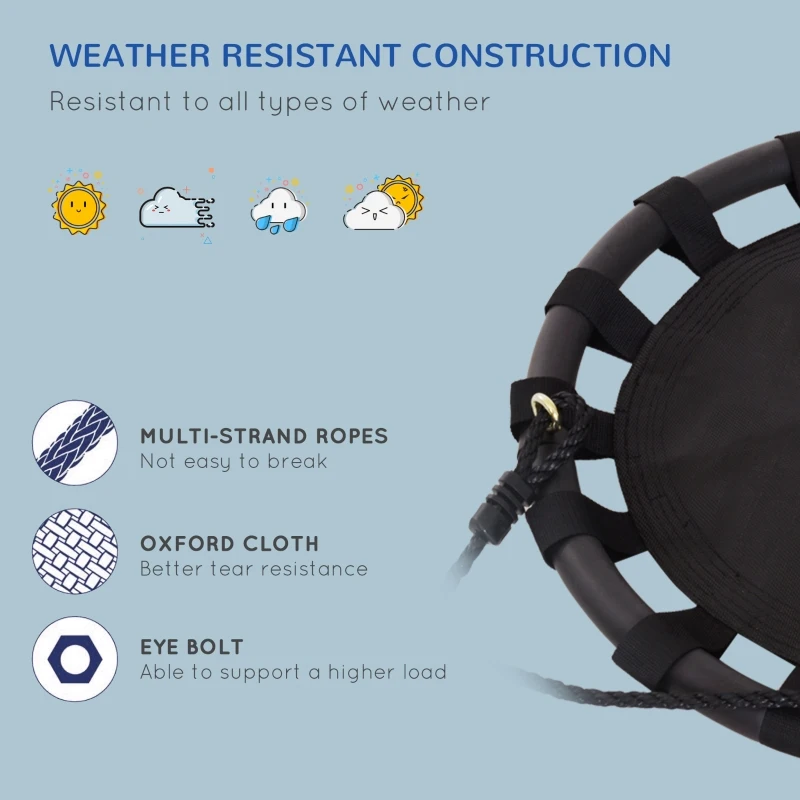 HOMCOM Hanging Tree Swing, Flying Platform Attaches to Tree or Existing Swing Set for Backyard and Heavy Duty, Black