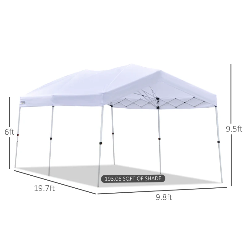 Outsunny 10' x 20' Heavy Duty Pop Up Canopy with Easy Set-Up Design, 3-Level Adjustable Height, Roller Bag, Event Tent for Patio Backyard Garden Wedding Party