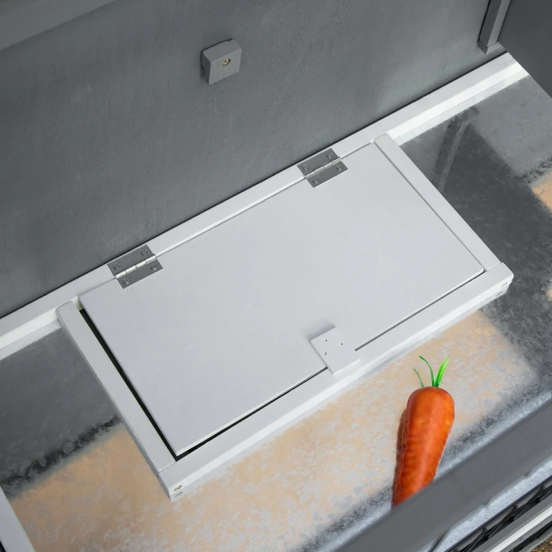 PawHut 48" Wooden Rabbit Hutch Bunny Cage Small Animal House Enclosure with Ramp, Removable Tray and Weatherproof Roof for Outdoor, Gray