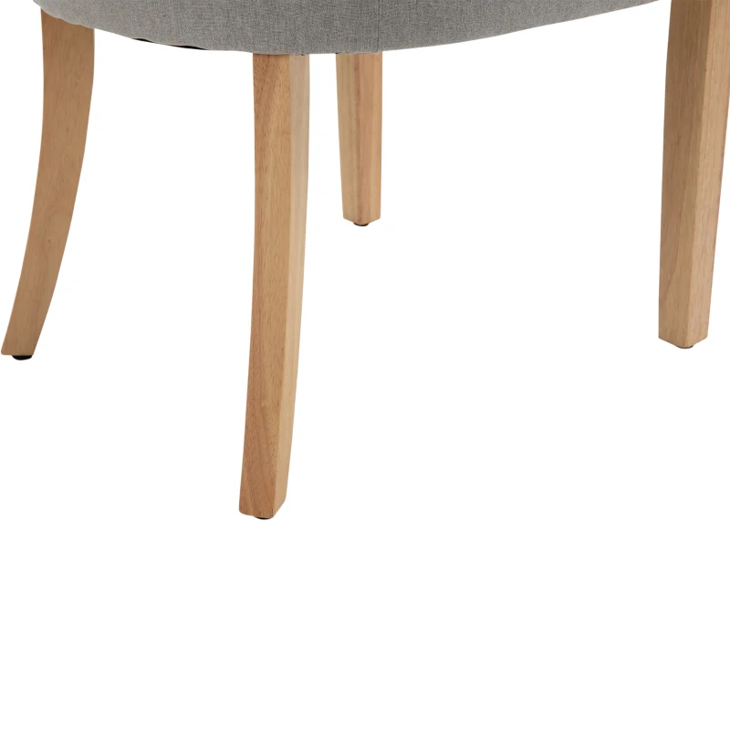 HOMCOM 2 Piece Fabric Dining Chairs Set of 2, Leisure Padded Accent Chair with Armrest, Solid Wooden Legs, Light Grey