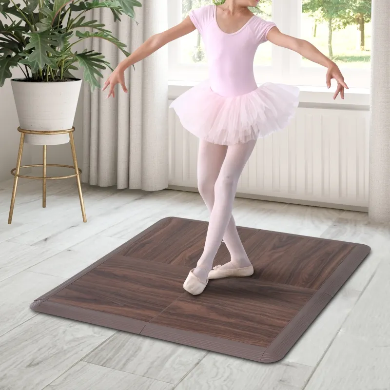 Soozier Portable Dance Floor Tiles, Tap Ballet Trade Show Flooring, PVC, 4 Piece Mats, 3.5' x 3.5'
