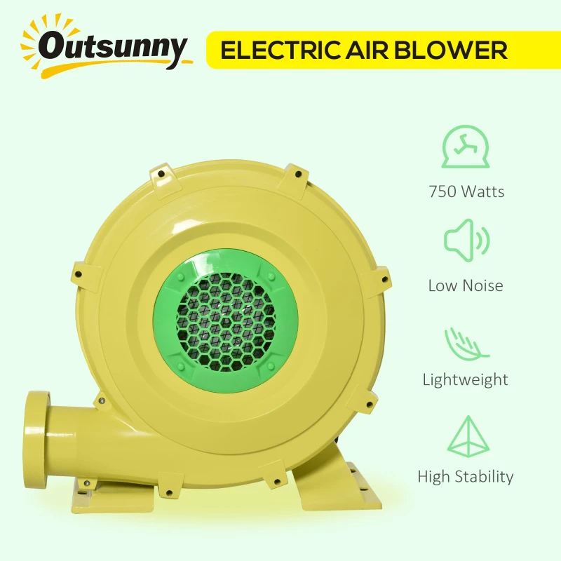 Outsunny Electric Air Inflator, Fast Inflation for Bounce Houses, Castles, Swimming Pools, Portable & Durable, Yellow
