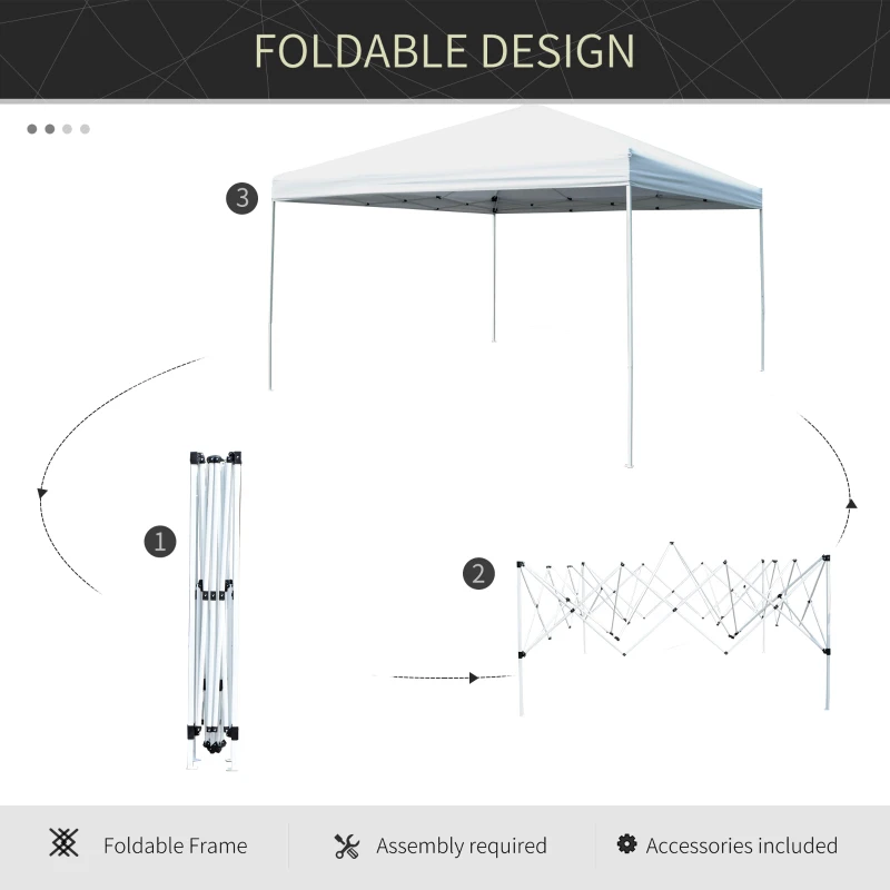 Outsunny 13' x 13' Pop Up Canopy Tent with 3-Level Height Adjustable, Instant Sun Shelter, Tents for Parties with Carry Bag, White