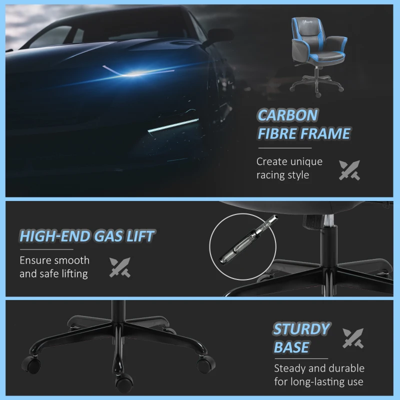 Vinsetto Swivel Ergonomic Big & Tall Office Computer Desk Chair with 5 Univeral Wheels & a Linen Polyester Finish - Grey