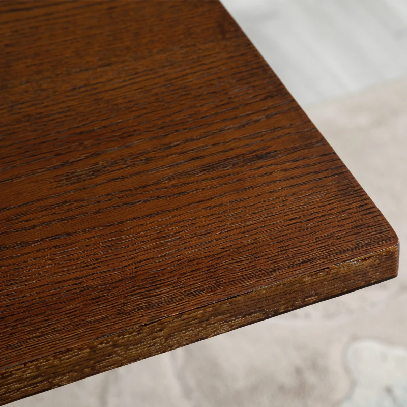 HOMCOM Retro Industrial Square Dining Coffee Bistro Table with Metal Base for Kitchen & Home Bar, Black and Brown