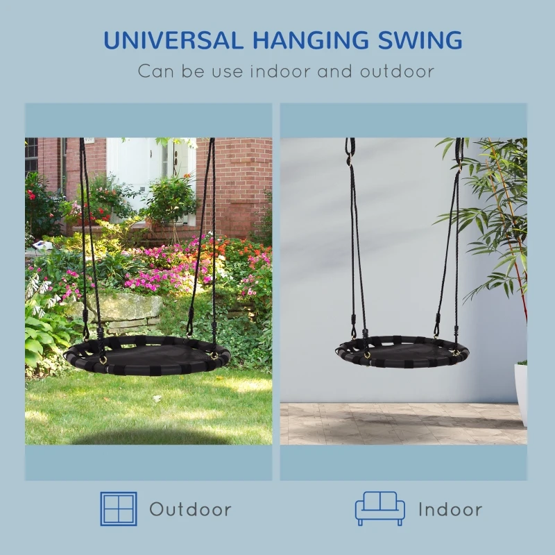 HOMCOM Hanging Tree Swing, Flying Platform Attaches to Tree or Existing Swing Set for Backyard and Heavy Duty, Black