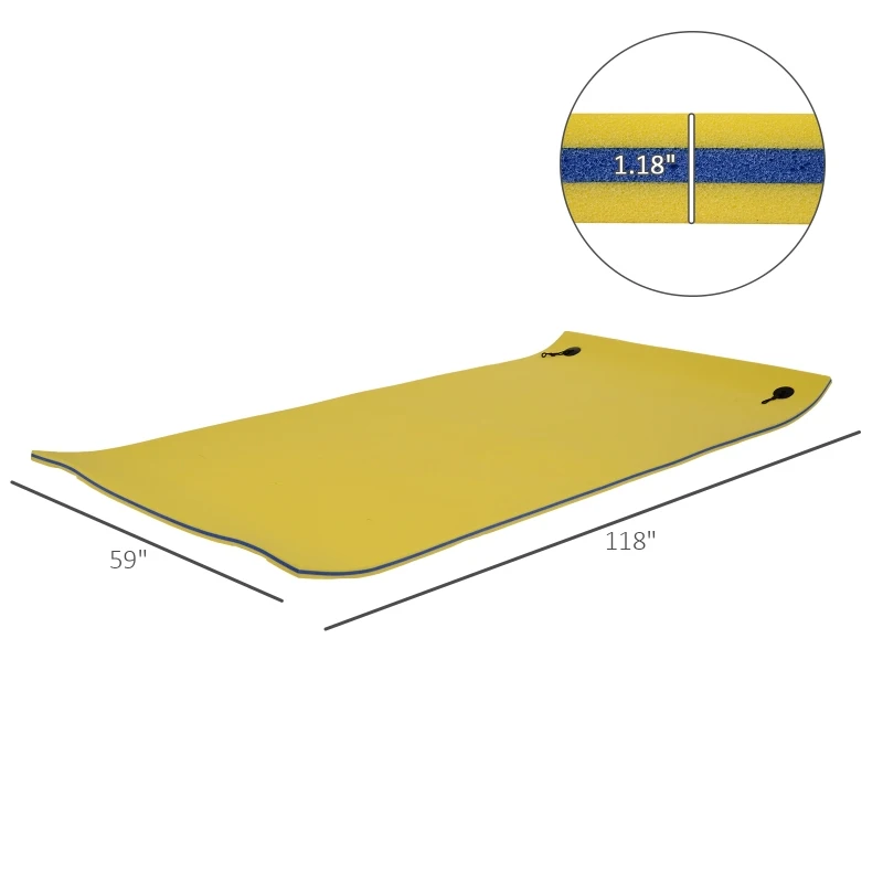 HOMCOM Floating Water Mat Float Pad Used in Lake Pool Water Beach Sea Ocean Yellow