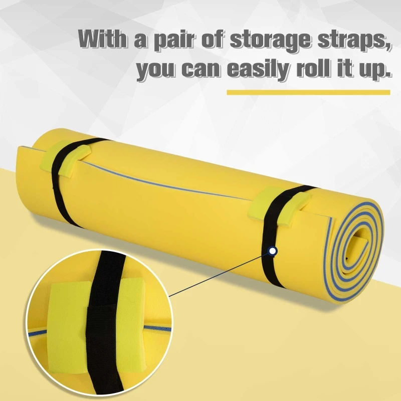 HOMCOM Floating Water Mat Float Pad Used in Lake Pool Water Beach Sea Ocean Yellow