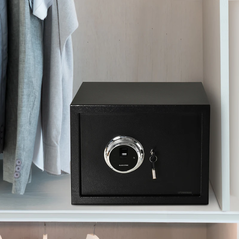 HOMCOM Steel Fingerprint 0.95Cubic Feet Safe Box for Home or Office with 2 Emergency Keys and Removable Shelf