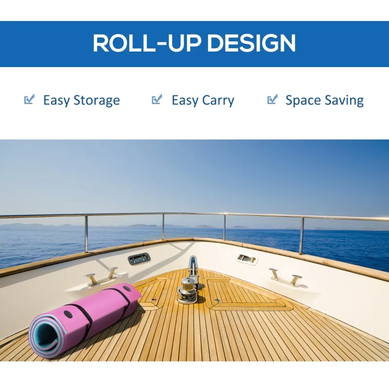 HOMCOM 17' x 5' Floating Water Mat, 3-Layer Swimming Pool Float Ultimate Super-Sized Portable Foam Raft, Thick and Durable Water Activities Mat for Lake, Oceans