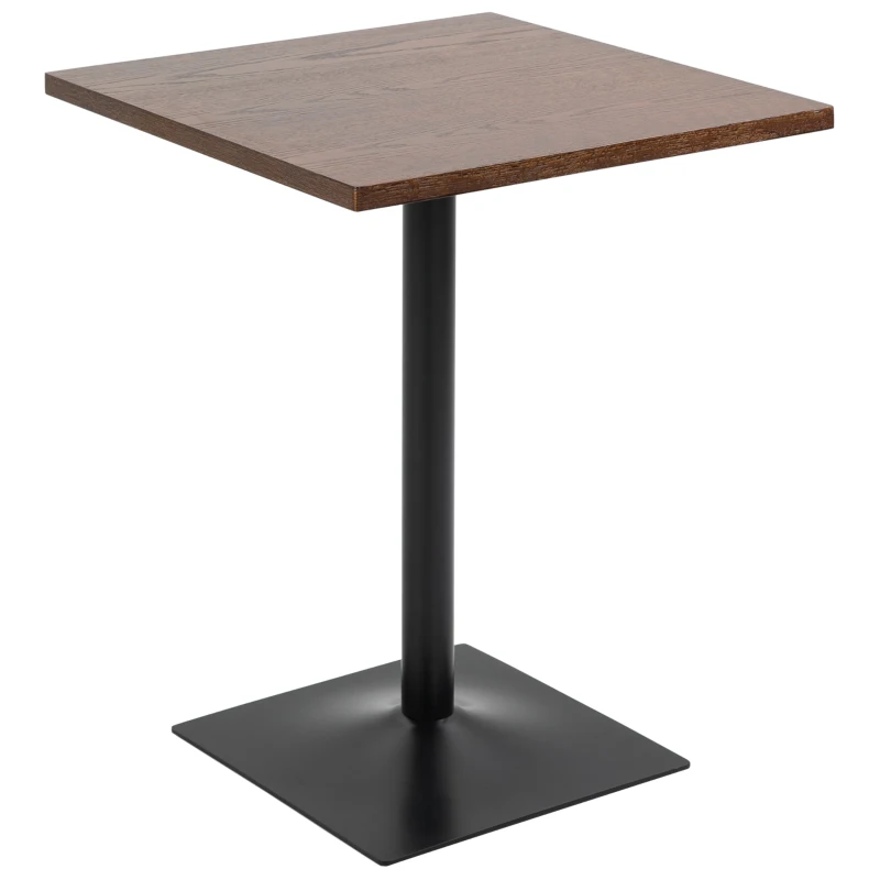 HOMCOM Retro Industrial Square Dining Coffee Bistro Table with Metal Base for Kitchen & Home Bar, Black and Brown