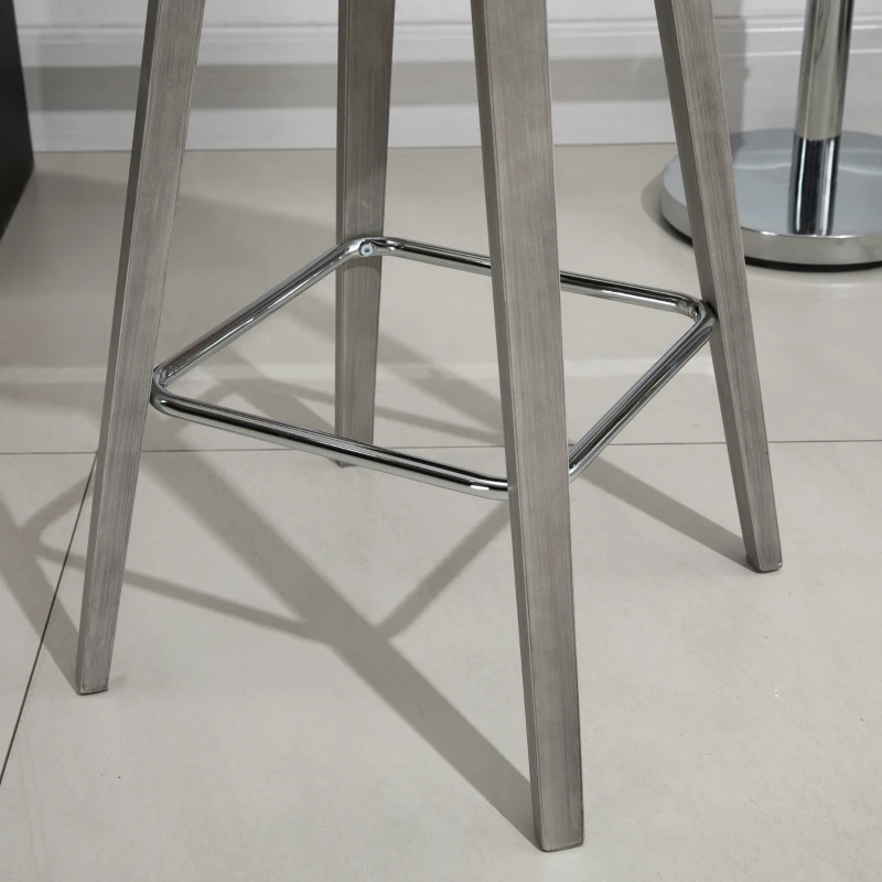 HOMCOM Swivel Bar Stools Set of 2, Counter Height Barstools Linen Fabric Padded Chair with 26.5" Seat Height and Footrest, Grey