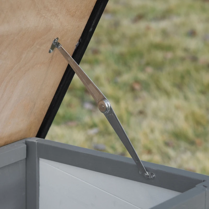 PawHut 48" Wooden Rabbit Hutch Bunny Cage Small Animal House Enclosure with Ramp, Removable Tray and Weatherproof Roof for Outdoor, Gray