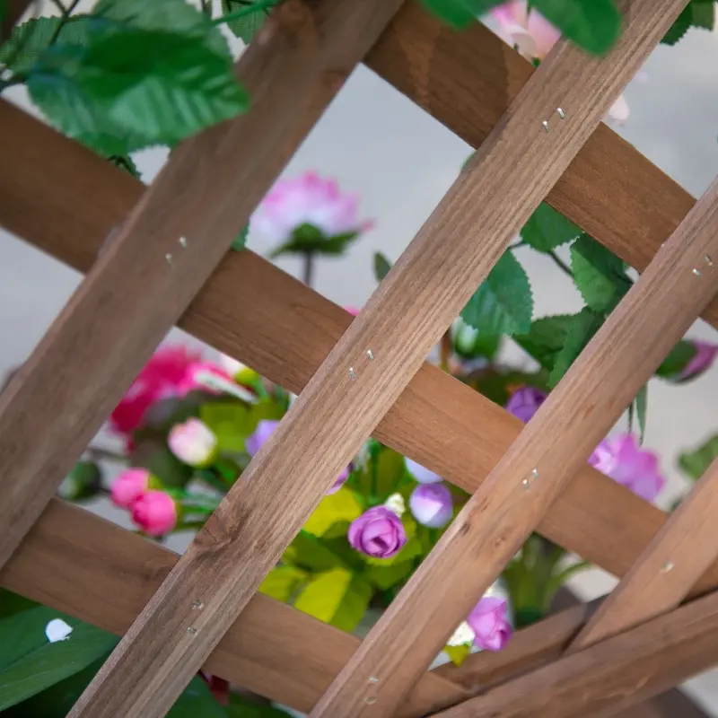 Outsunny Outdoor Plant Stand, Wooden Tiered Plant Shelf with Trellis for  Climbing Vines, Ladder Flower Pot Display Stand for Patio Garden Balcony Living Room