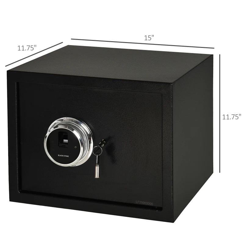 HOMCOM Steel Fingerprint 0.95Cubic Feet Safe Box for Home or Office with 2 Emergency Keys and Removable Shelf