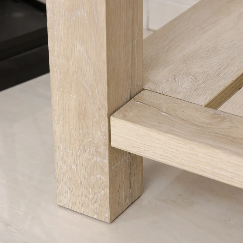 HOMCOM Console Side Entryway Table with Storage Drawer, Bottom Shelf, and Strong Sturdy Construction, White Oak