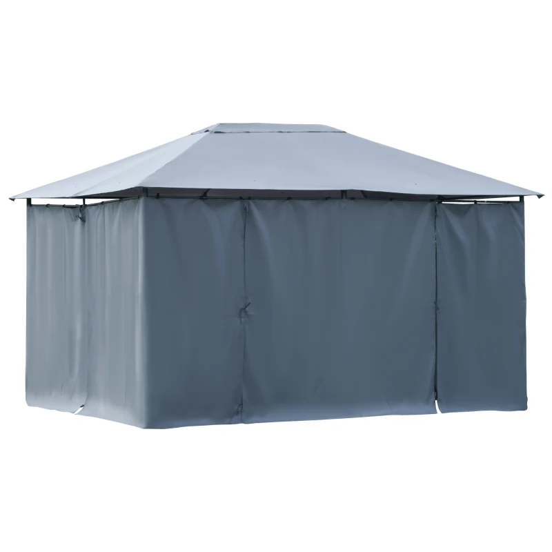 Outsunny 10' x 13' Outdoor Patio Gazebo Canopy Shelter with 6 Removable Sidewalls, & Steel Frame for Garden, Lawn, Backyard and Deck, Grey