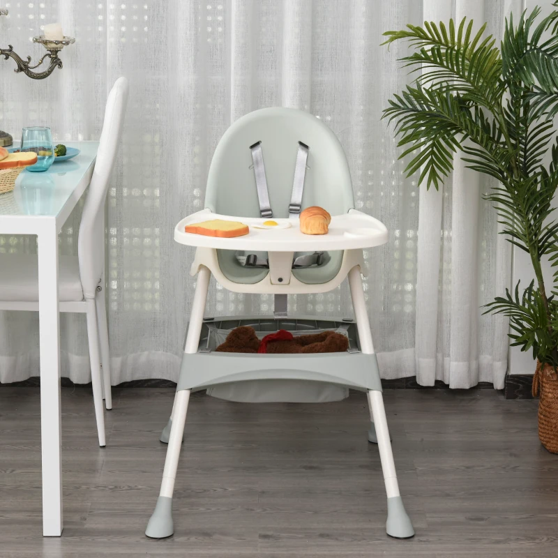 Qaba High Chair Baby Seat with Removable Food Tray for Kids 6 Months - 3 Years, Green