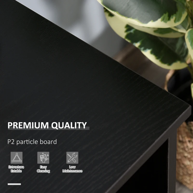 HOMCOM Wood Rolling File Cabinet Storage Organizer with 3 Large Open Shelves and Door Cabinet Door for Easy Storage and Mobility, Black