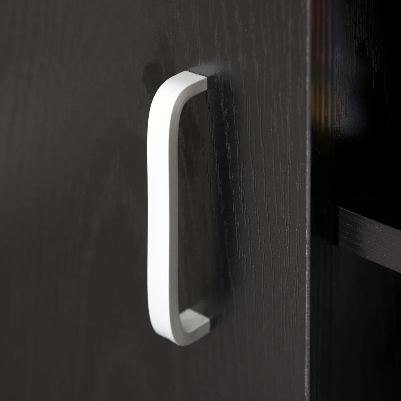 HOMCOM Wood Rolling File Cabinet Storage Organizer with 3 Large Open Shelves and Door Cabinet Door for Easy Storage and Mobility, Black