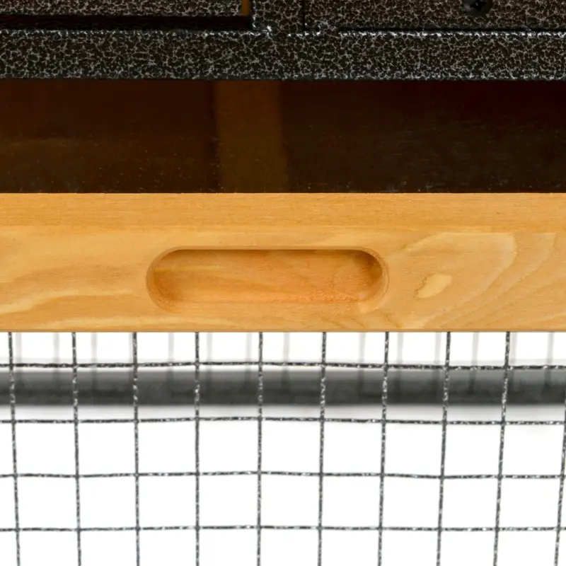PawHut Outdoor Rabbit Cage Elevated Pet House w/ Slide-Out Tray, Natural Wood & Black