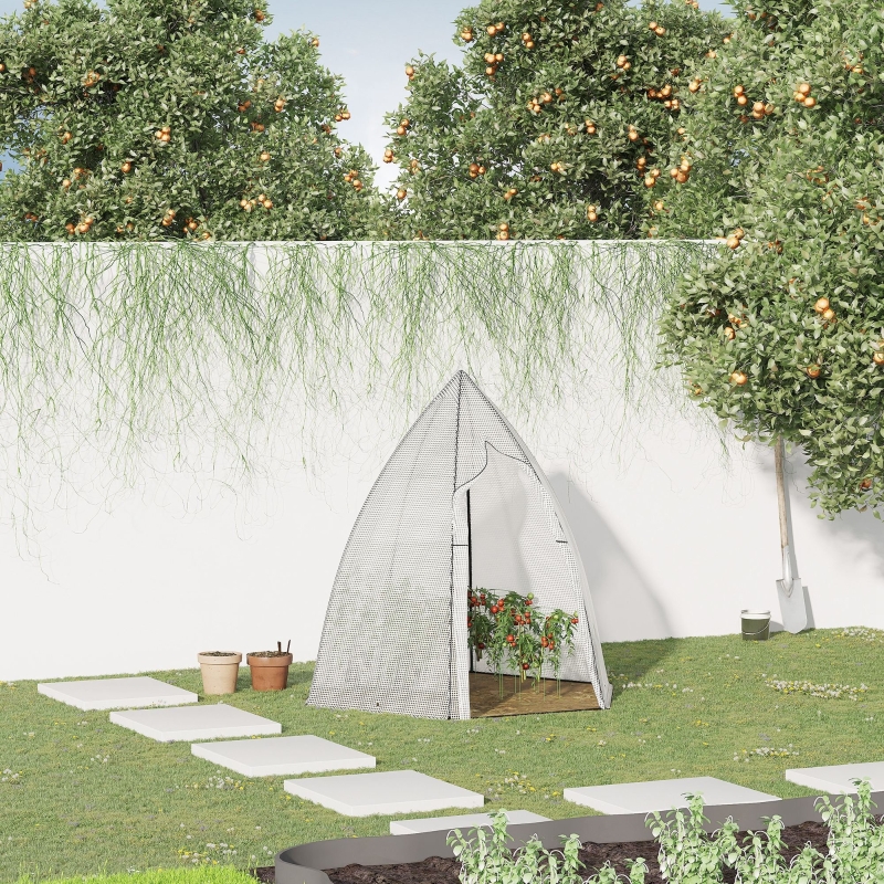 Outsunny 63" x 54" x 71" Greenhouse Portable Hot House for Plants with Zipper Roll Up Door and Window for Outdoor, Garden, Patio, White
