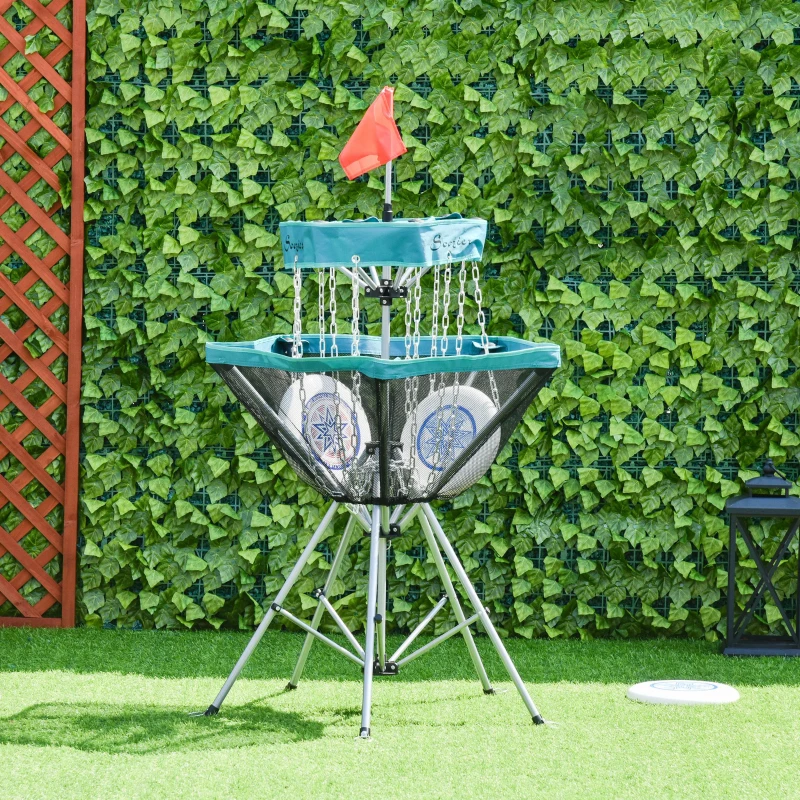 Soozier Portable Disc Golf Basket Target with 12-Chain, Easy Carry Bag, Blue