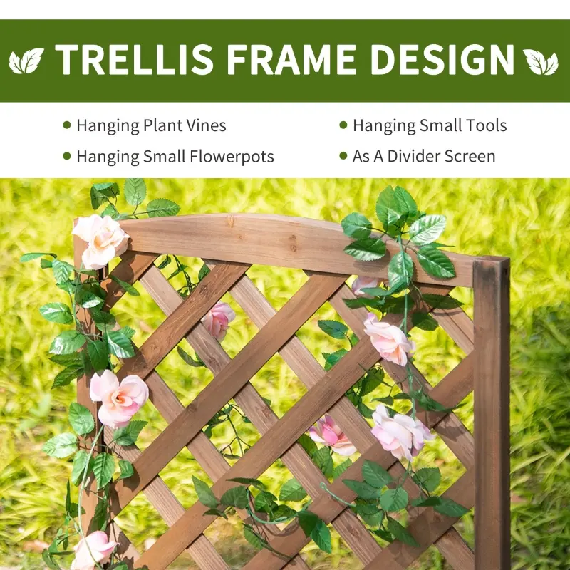 Outsunny Outdoor Plant Stand, Wooden Tiered Plant Shelf with Trellis for  Climbing Vines, Ladder Flower Pot Display Stand for Patio Garden Balcony Living Room