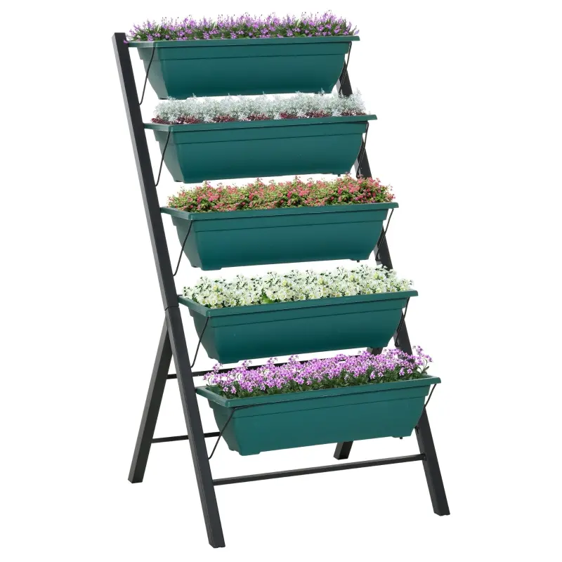 Outsunny 4Ft Vertical Raised Garden Bed with 5 Tier, Planter Box with Drainage Holes, Perfect to Grow Flowers Vegetables Herbs, for Patio Balcony Greenhouse Outdoor/Indoor