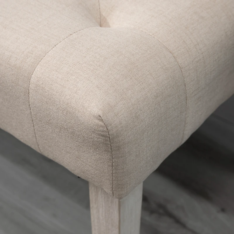 HOMCOM Simple Tufted Upholstered Ottoman Accent Bench with Soft Comfortable Cushion & Fashionable Modern Design, Beige