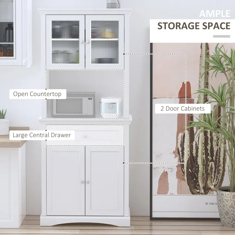 HOMCOM 71" Traditional Large Kitchen Pantry Cabinet Freestanding,White