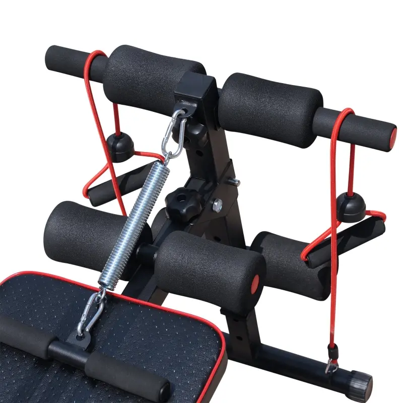Soozier Foldable Sit Up Bench Core Workout Adjustable Weight Thigh Support  for Home Gym Black and Red