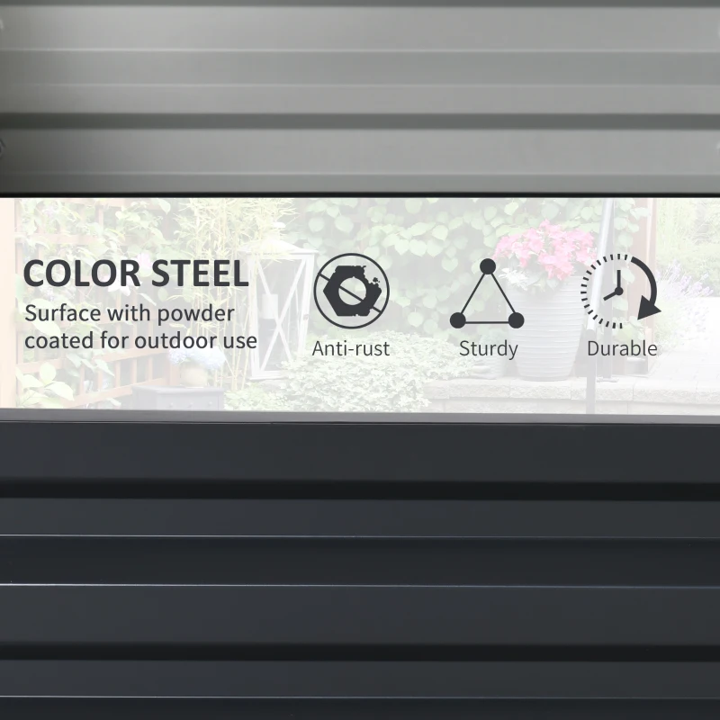 Outsunny 2' x 2' x 1' 2-Piece Raised Garden Bed Box with Steel Frame for Vegetables, Flowers, & Herbs, Grey