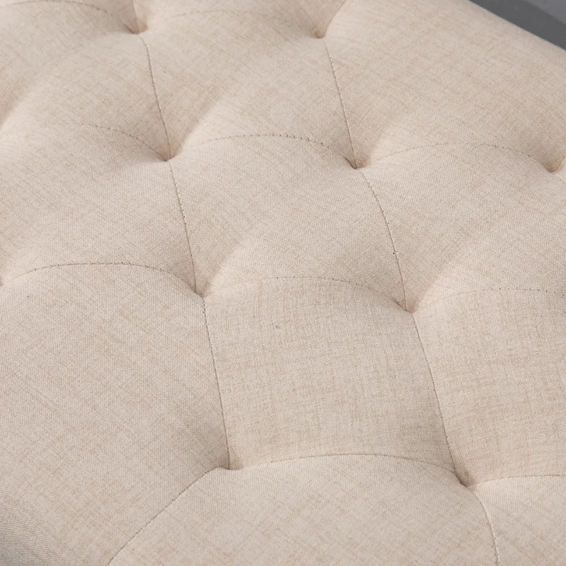 HOMCOM Simple Tufted Upholstered Ottoman Accent Bench with Soft Comfortable Cushion & Fashionable Modern Design, Beige