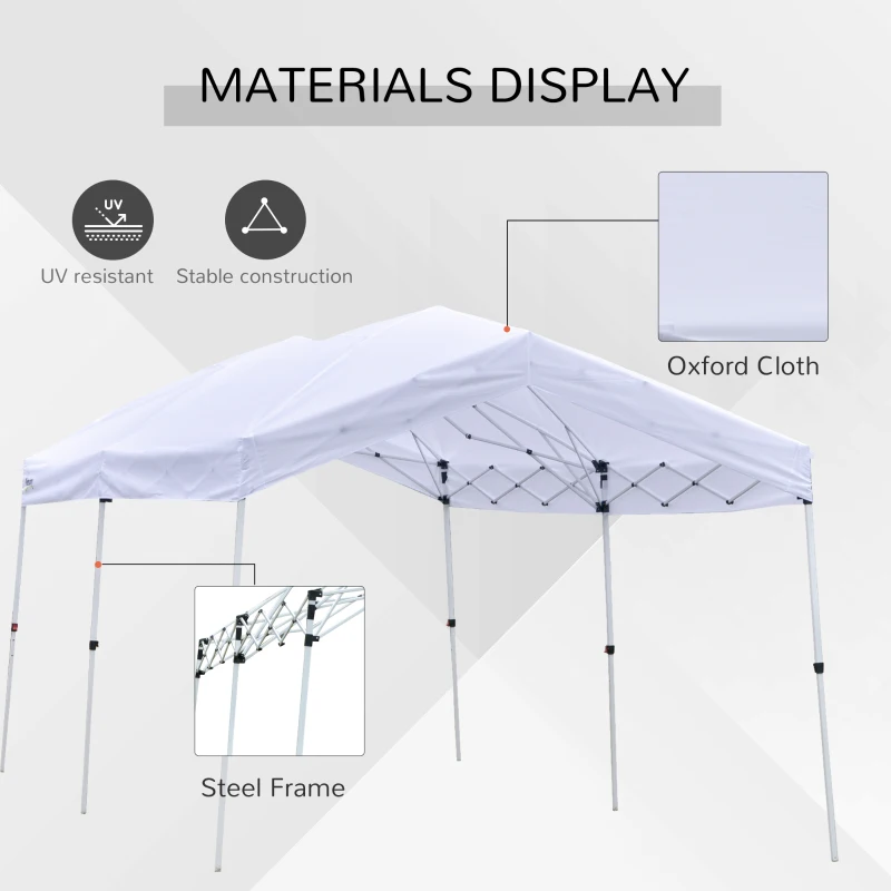 Outsunny 10' x 20' Heavy Duty Pop Up Canopy with Easy Set-Up Design, 3-Level Adjustable Height, Roller Bag, Event Tent for Patio Backyard Garden Wedding Party