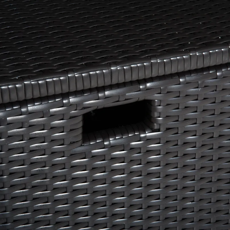 Outsunny Poolside Towel Cabinet, Rattan Wicker with Storage,2-Tier Shelves and Bottom Drawer, for Pool, Patio Backyard, 47", Dark Brown