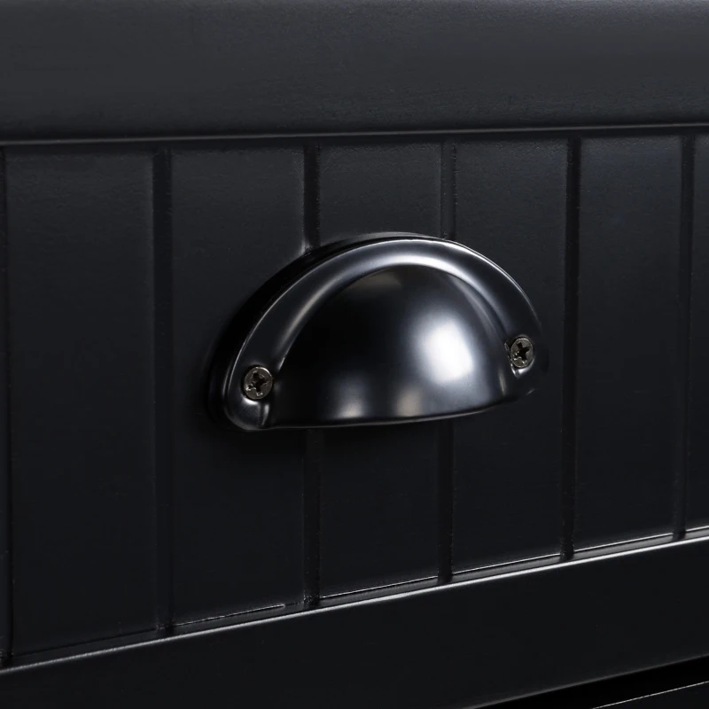 HOMCOM Fluted-Style Wooden Kitchen Island, Countertop with Drop Leaf, Drawer, Open Shelves, Storage, Black