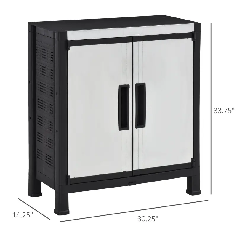 Outsunny Storage Sheds Outdoor Cabinet for Garden Tool with 8-Level Adjustable Shelves Made of Waterproof PP & Galvanized Steel for Indoor/Outdoor Use