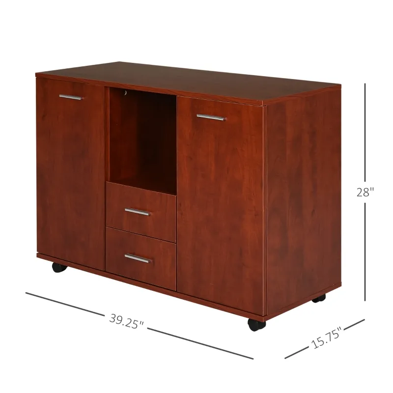 Vinsetto Multifunction Office Filing Cabinet Printer Stand with 2 Drawers, 2 Shelves, & Smooth Counter Surface, Brown