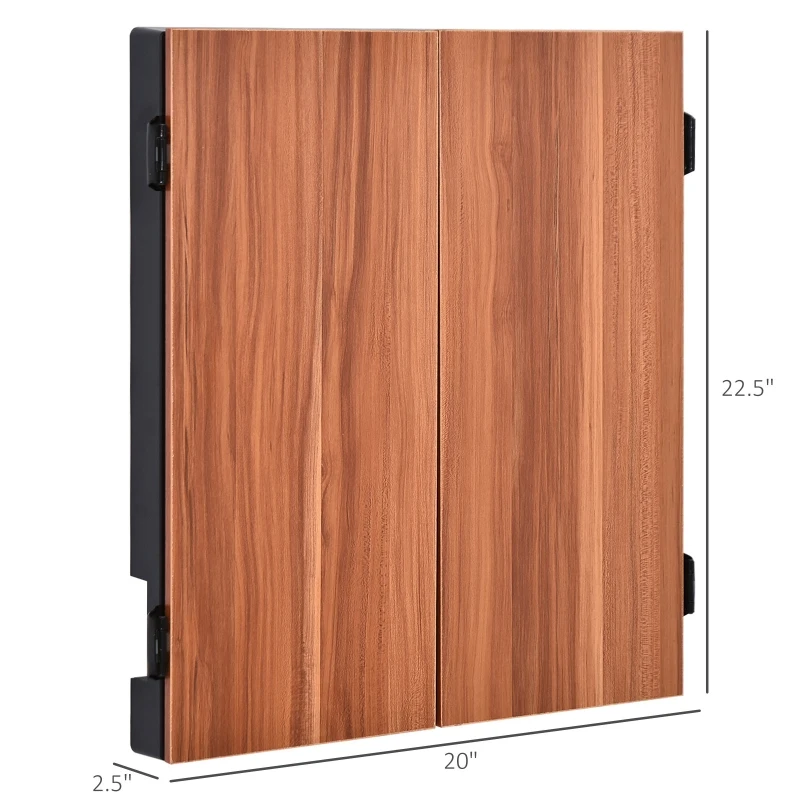 Soozier Electronic Dartboard Cabinet Set with 27 Main Games, 202 Variations, 12 Darts for Multi-Game Option Ready-to-Play, Light Brown