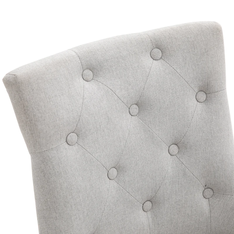 HOMCOM 2 Piece Fabric Dining Chairs Set of 2, Leisure Padded Accent Chair with Armrest, Solid Wooden Legs, Light Grey