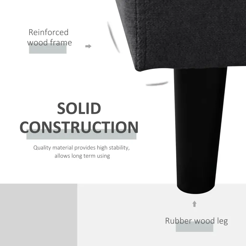 HOMCOM Convertible Sectional Sofa Couch with Reversible Chaise, L-Shaped Couch with Thick Sponge Cushions for Small Space, Dark Grey