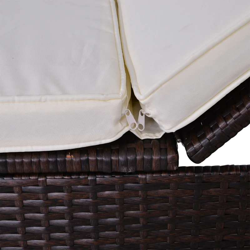 Outsunny 9 Piece Patio Furniture Sets, Wicker Sectional Sofa Sets Outdoor Rattan Conversation Sets with Tempered Glass Tabletop Tea Table and Two Loungers for Garden, Balcony, Backyard, Dark Coffee