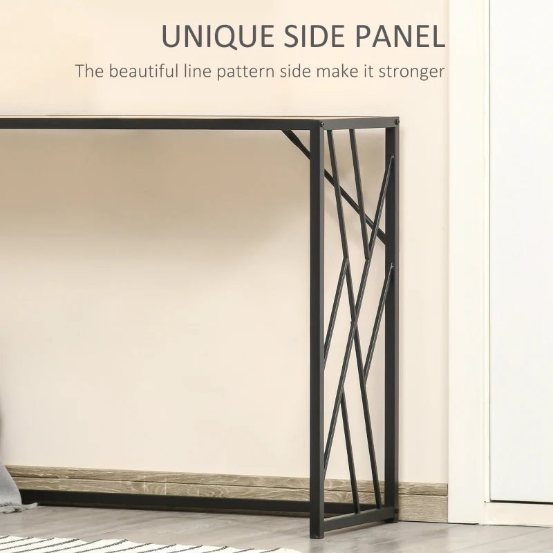 HOMCOM 47.25" Console Table, Industrial Sofa Table with Metal Frame for Living Room, or Hallway, Natural/Black