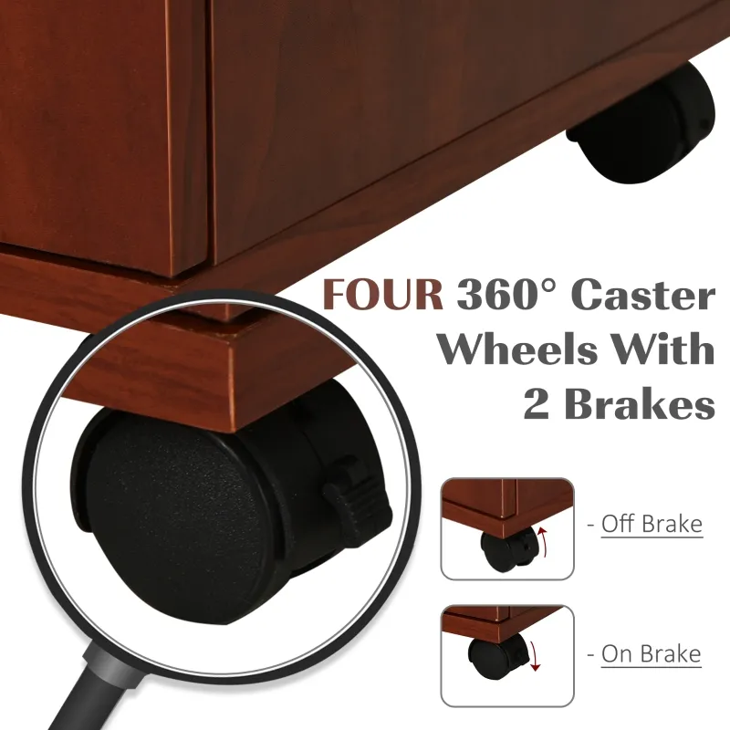 Vinsetto Multifunction Office Filing Cabinet Printer Stand with 2 Drawers, 2 Shelves, & Smooth Counter Surface, Brown