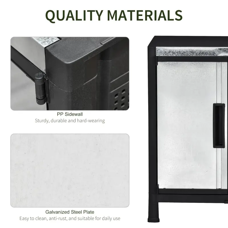 Outsunny Storage Sheds Outdoor Cabinet for Garden Tool with 8-Level Adjustable Shelves Made of Waterproof PP & Galvanized Steel for Indoor/Outdoor Use